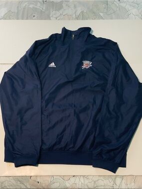 adidas Vintage Navy Oklahoma City Thunder Half-Zip Windbreaker